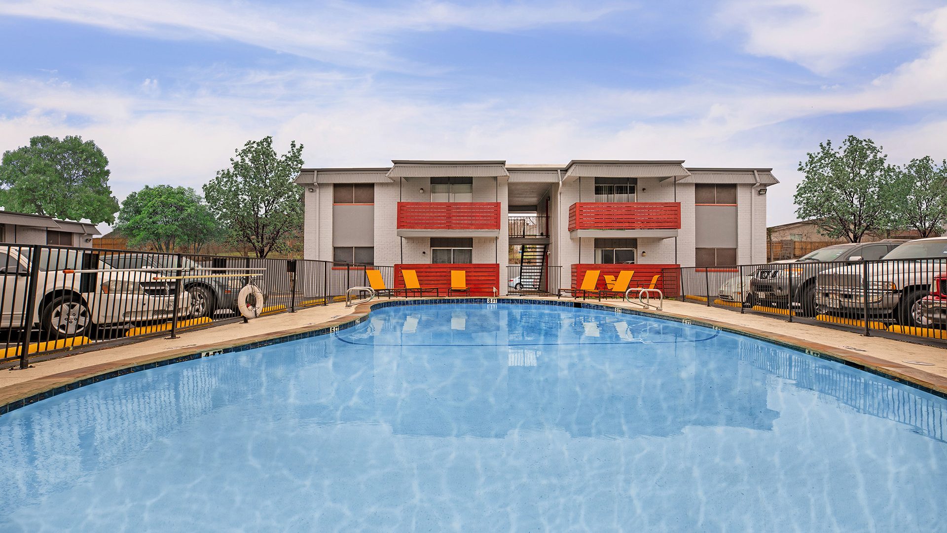 a rendering of a swimming pool at a apartment complex at The Cantera Apartment Homes