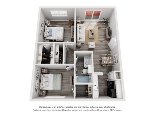 a floor plan of a two bedroom apartment at The Cantera Apartment Homes